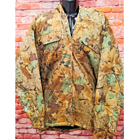 Canyon Guide Outfitters Hunting Jacket Men's Brown Realtree Hooded Button Front - Picture 1 of 9